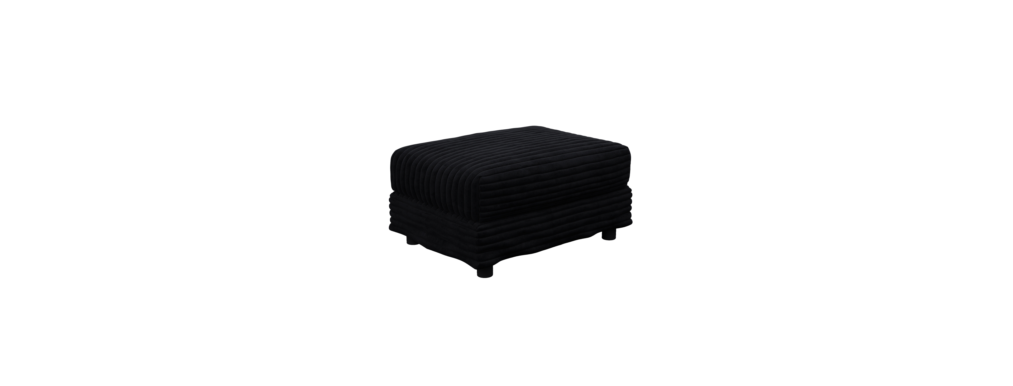 Streamdale Furniture Streamdale Plush Corduroy Ottoman - Black