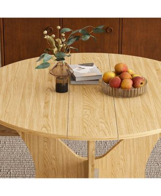 43" Folding Dining Table Set with 2 Chairs, Wild Oak Veneer, Space Saving