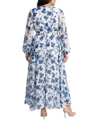 Plus Size Cinched Waist Chiffon Maxi Dress