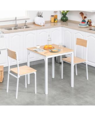 3-Piece Wooden Dining Table Set with 1 Table and 2 Chairs