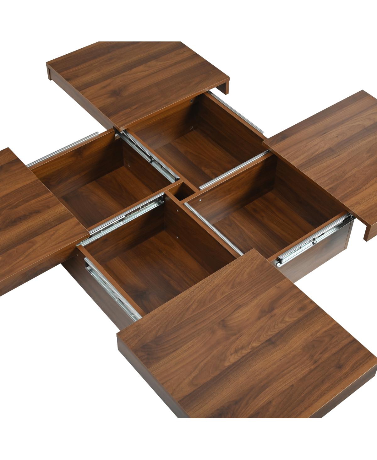 Streamdale Furniture Square Veneer Coffee Table Sliding Top with Storage in Walnut 39.4"