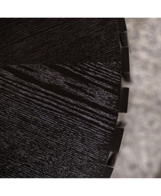 Set of 2 Black Fluted Coffee Table - Solid Wood & MDF Round Accent Tables