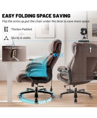 600LBS Big & Tall Office Chair, Extra Wide Seat, Adjustable Lumbar, Heavy Duty Executive Chair