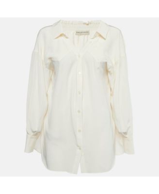 Women's Off-White Silk Button Front Blouse