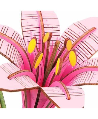 DIY 3D Wood Puzzle Pink Lily 73 pieces