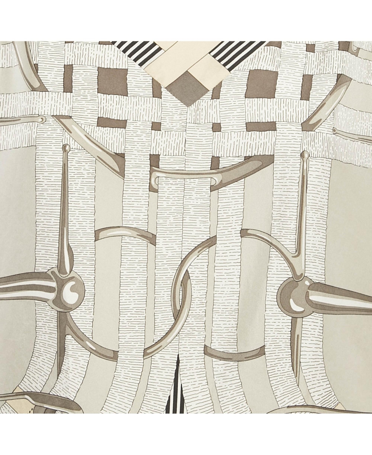 Pre-Owned Hermes Women's Grey Printed Silk Mors A Jouet Top