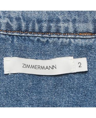 Women's Blue Denim Neck Tie-Up Blouse