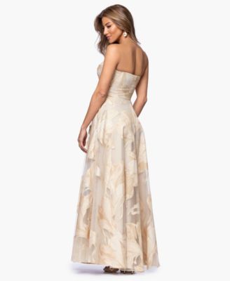 Petite Jacquard Strapless Long Ball Gown