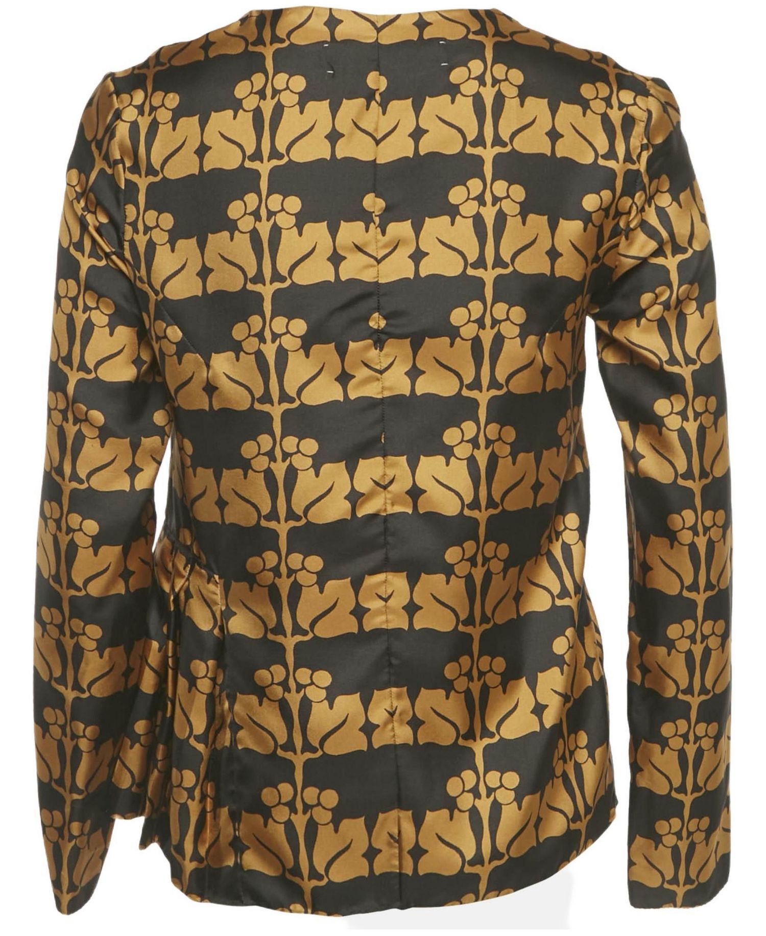 Women's Brown Printed Silk Top
