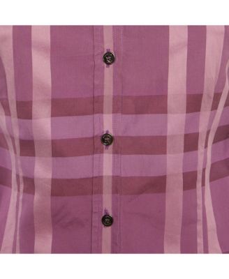 Women's Purple Checks Cotton Long Sleeve