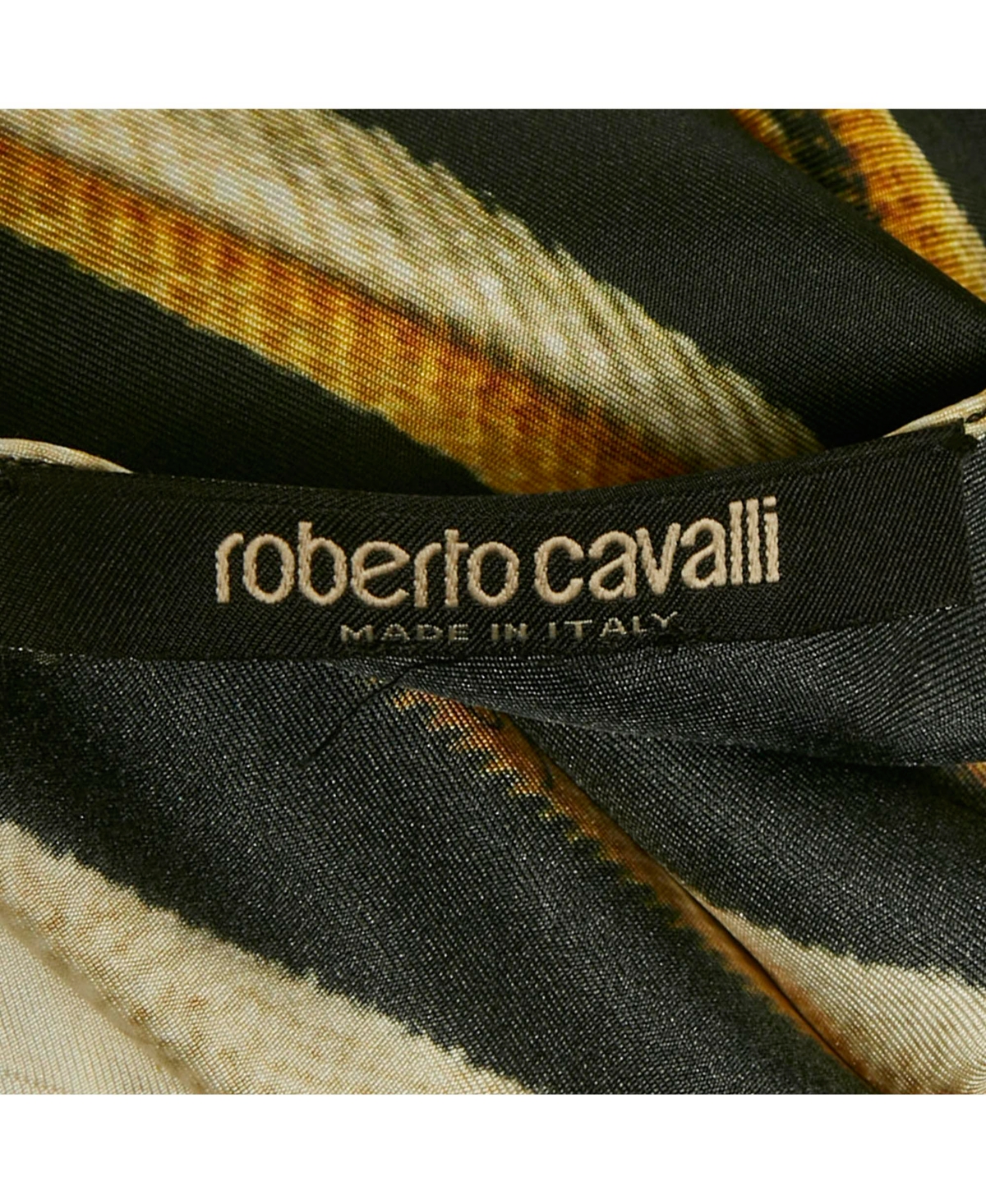 Pre-Owned Roberto Cavalli Women's Brown Animal Skin Print Silk Scarf Top