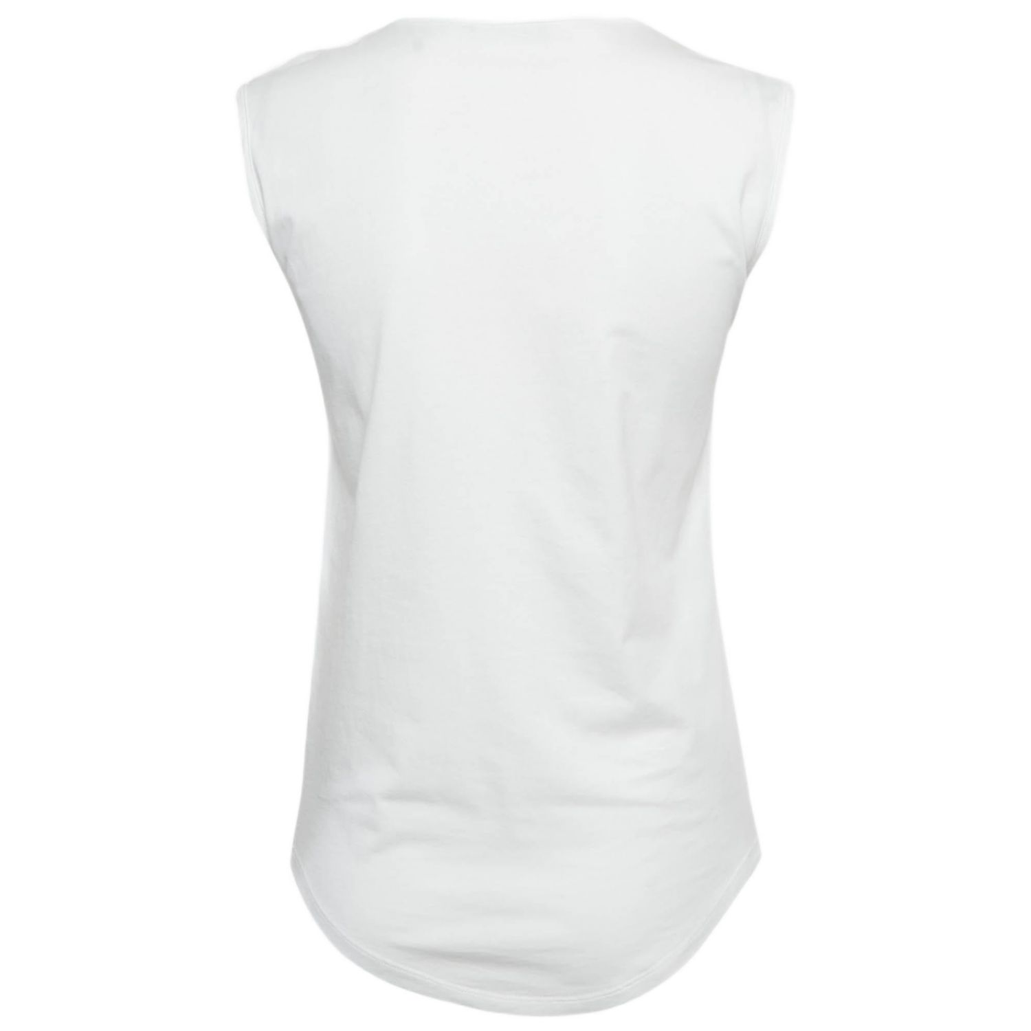 Women's White Logo Print Jersey Sleeveless T-Shirt