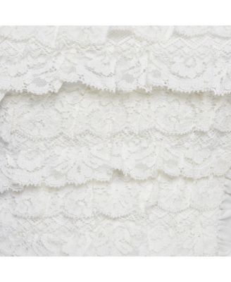 Women's White Lace Trim Cotton Strapless Corset Top