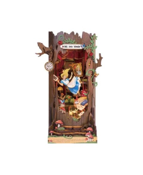 Детские конструкторы Flash Popup Alice in Wonderland Fall into Wonder 300-Piece 3D Wooden Book Nook Kit, Ages 14+
