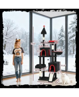 78" Cat Tree Cat Tower with Coffin Bed