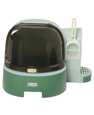 Green Easy-Clean Covered Cat Litter Box with Scoop