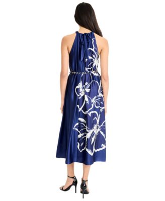 Women's Belted Halter Neck Dress