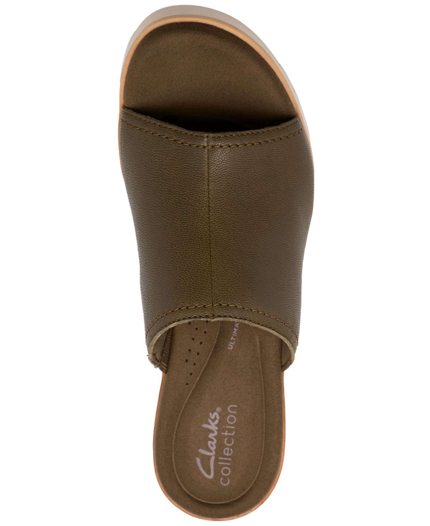 Женские сандалии Clarks Diaz Slide Open Toe Wedge, цвет: Тёмный оливковый кожаный — фото 4