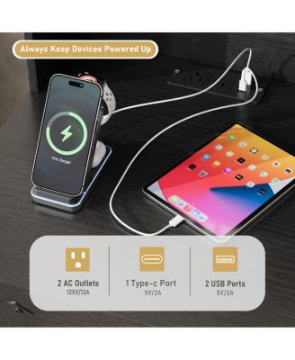 Farmhouse Barn Door Nightstand with Charging Station