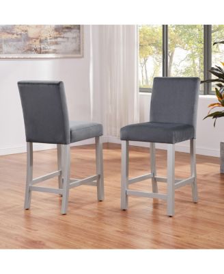 Counter Height Chairs Set for 4, Padded Seat Barstool for Dining Room, Silver Gray