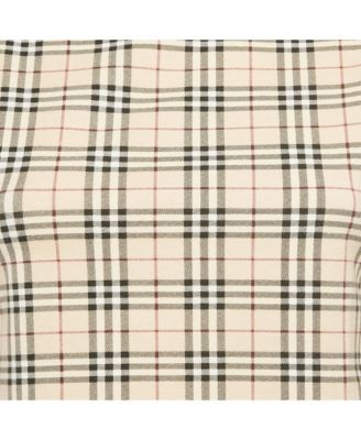 Women's Beige Checks Jersey Long Sleeve Top