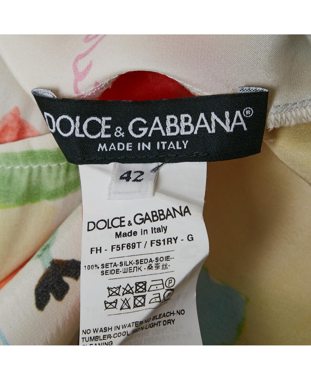 Pre-Owned Dolce & Gabbana Women's Ivory Dg Family Print Silk Shirt