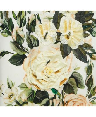 Womens Cream Floral Print Silk Applique Detail Short Dress