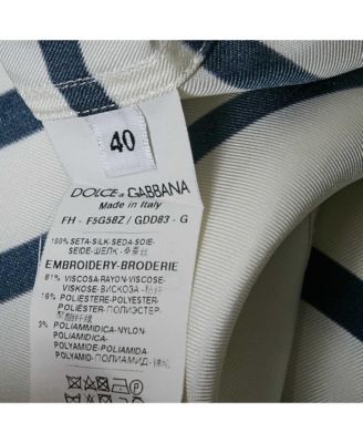 Women's Ivory Striped Silk Short Sleeve Shirt