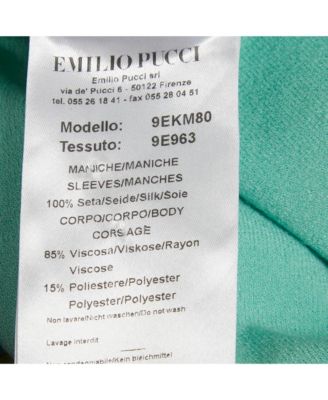 Women's Green Knit &silk Printed Trim Detail Top