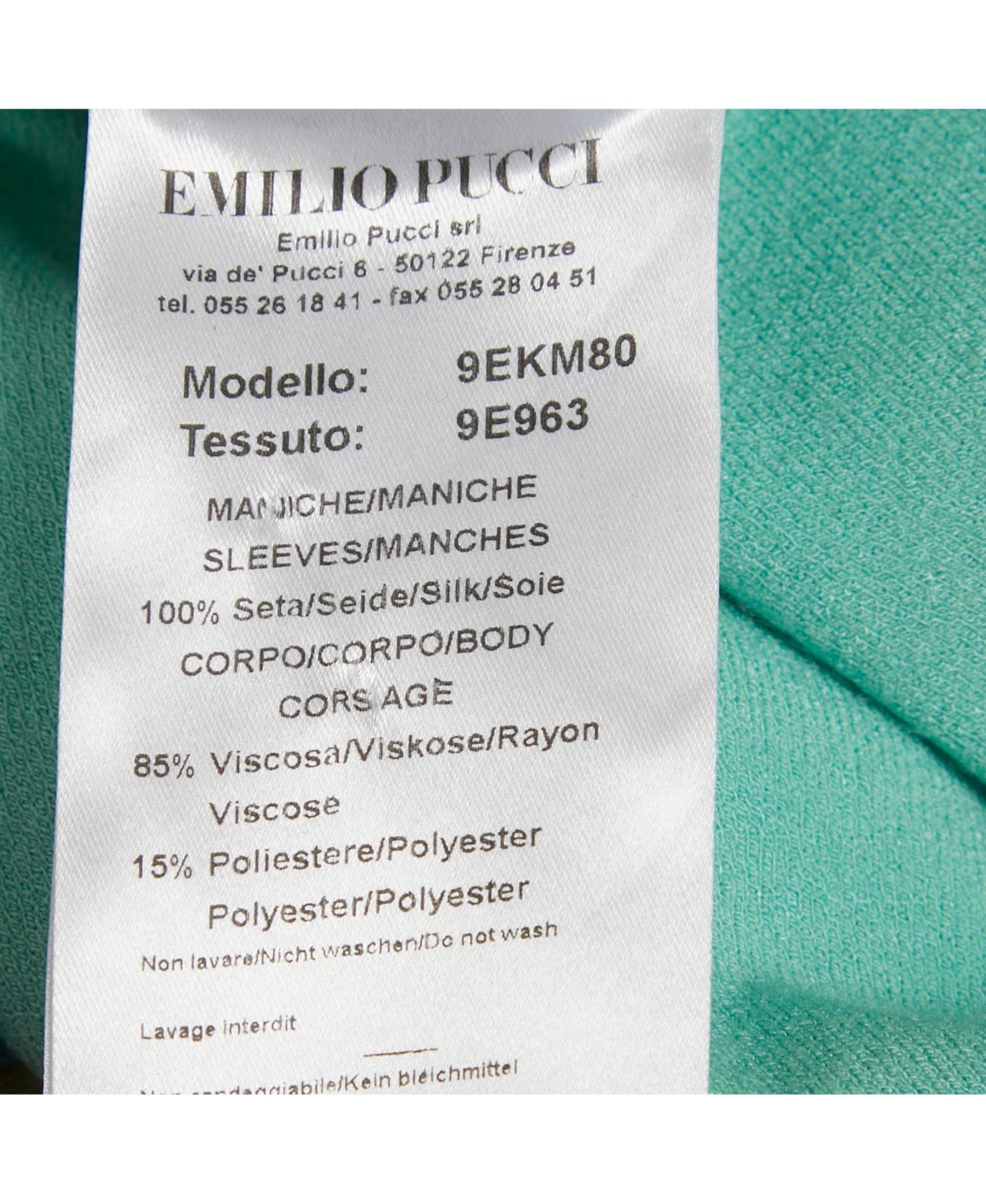 Pre-Owned Emilio Pucci Women's Green Knit &silk Printed Trim Detail Top