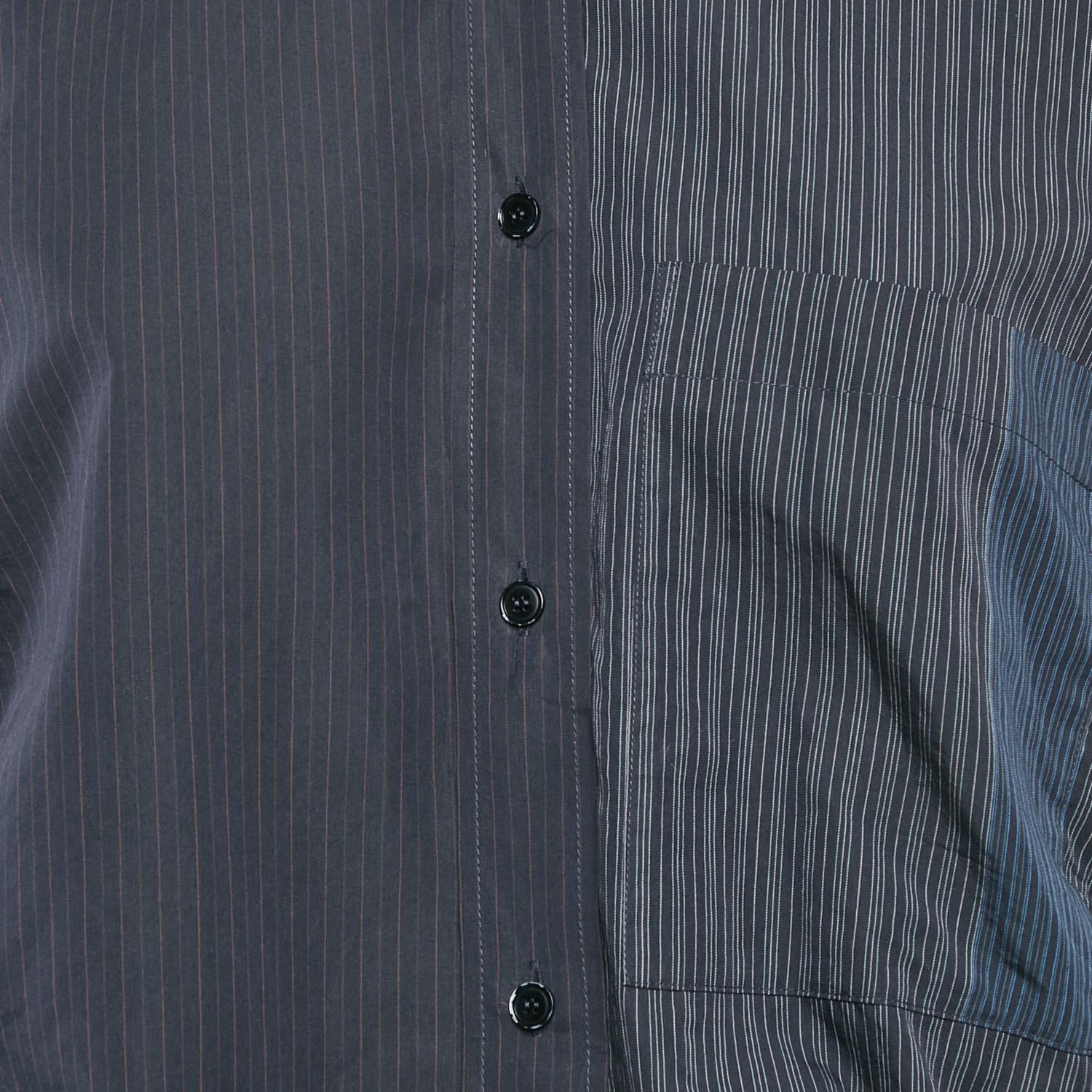 Women's Navy Blue Pinstripe Cotton Ruche Shirt