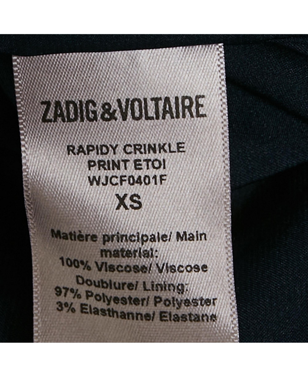 Pre-Owned Zadig & Voltaire Women's Navy Blue Rapidy Crinkle Printed Chiffon Mini Dress