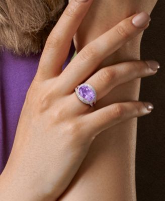 Pink Amethyst (5-3/8 ct. t.w.) and White Sapphire (1-1/2 ct. t.w.) Swirl Ring in 18k Rose Gold Flash Plated Sterling Silver