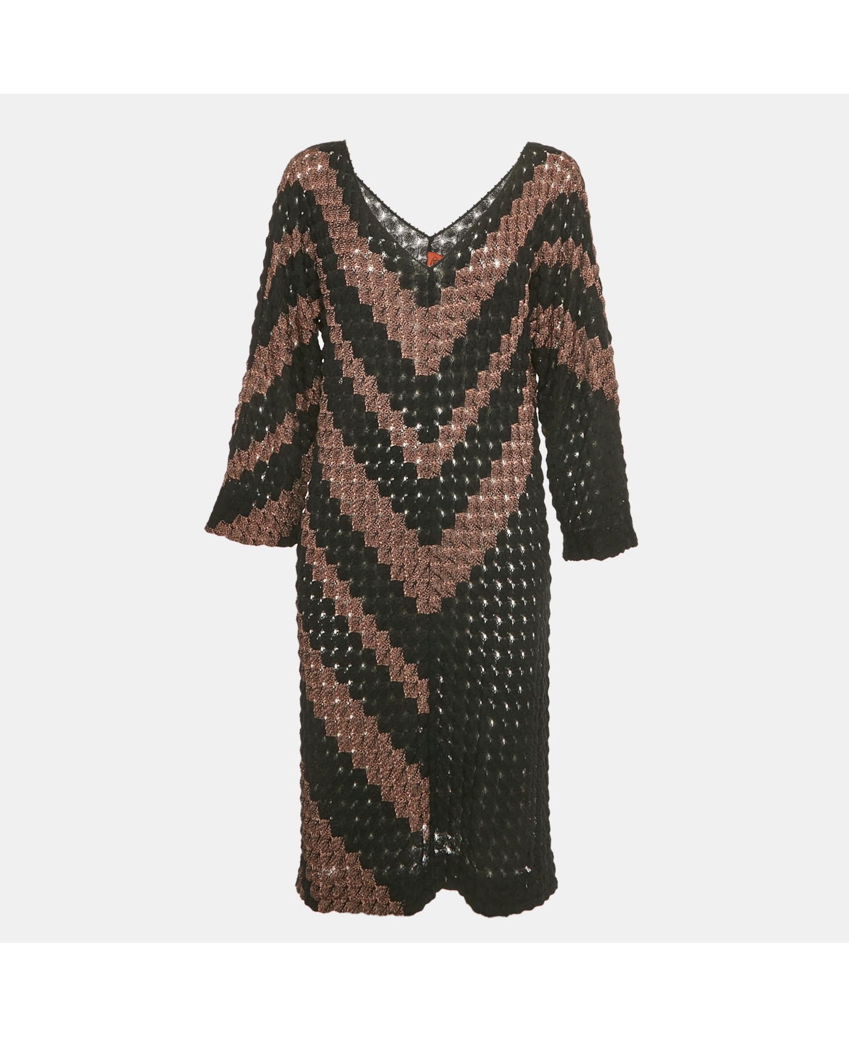 Pre-Owned Missoni Women's Black & Brown Patterned Knit Midi Dress