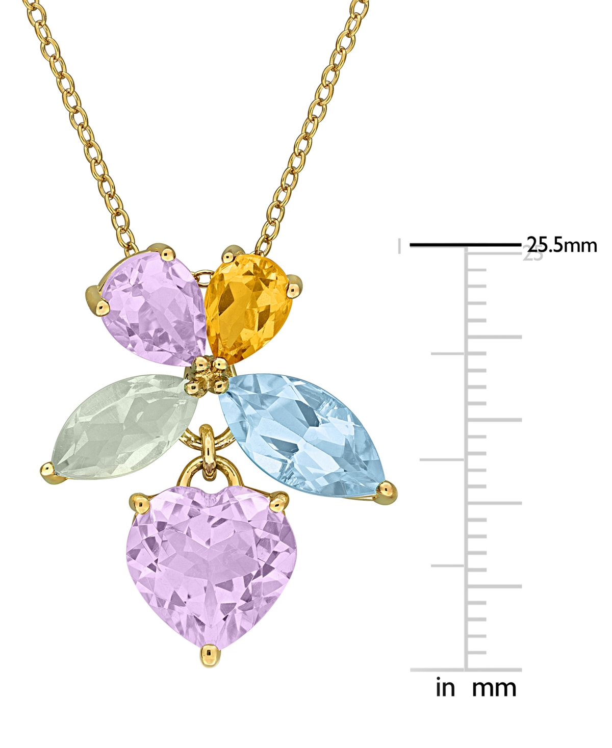 Macy's Multi-Gemstone (7-5/8 ct. t.w.) Heart Pendant Necklace in 18k Gold Flash Plated Sterling Silver