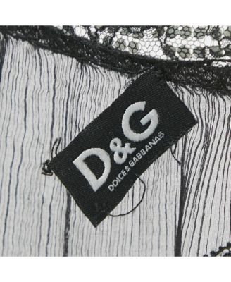 Women's Black Silk Chiffon Lace Trim Sheer Top