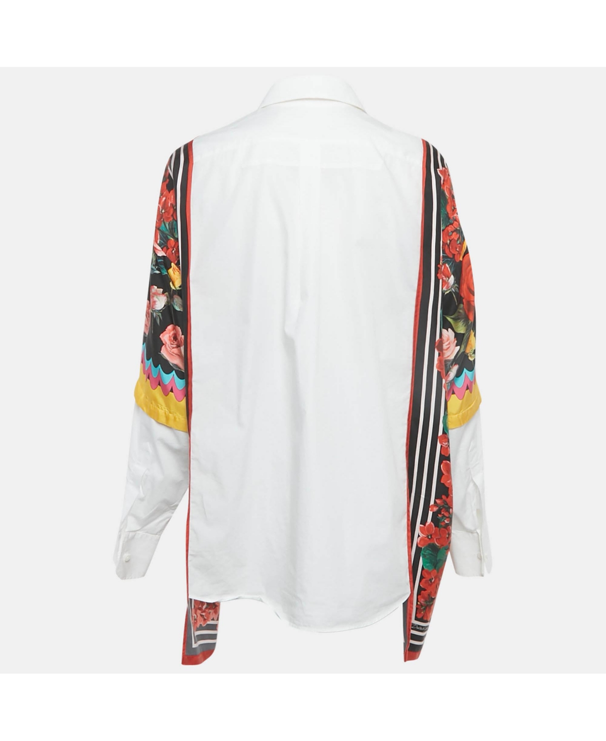 Pre-Owned Dolce & Gabbana Women's White Foulard Print Cotton Poplin Oversize Shirt
