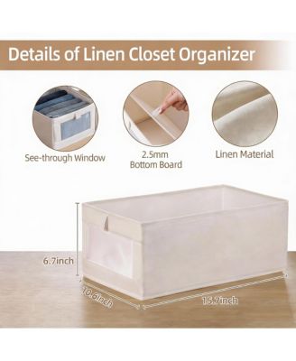 4 Pack Foldable Linen Storage Bins with Clear Window for Multi-Purpose Use