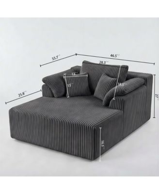 60 in. Oversized Chaise Lounge Chair, No Assembly Boneless Sofa Bed with Deep Seat – Corduroy Cloud Sofa for Living Room, Apartment