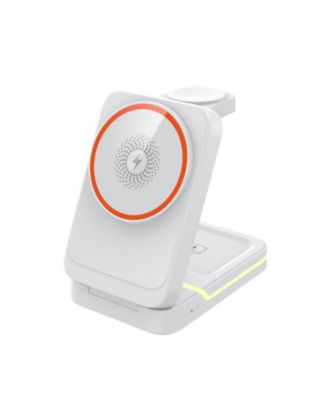 3-in-1 Magnetic Wireless Charger with Charging Port - Fast Charging Foldable Stand for Earphones, Watch and Phone