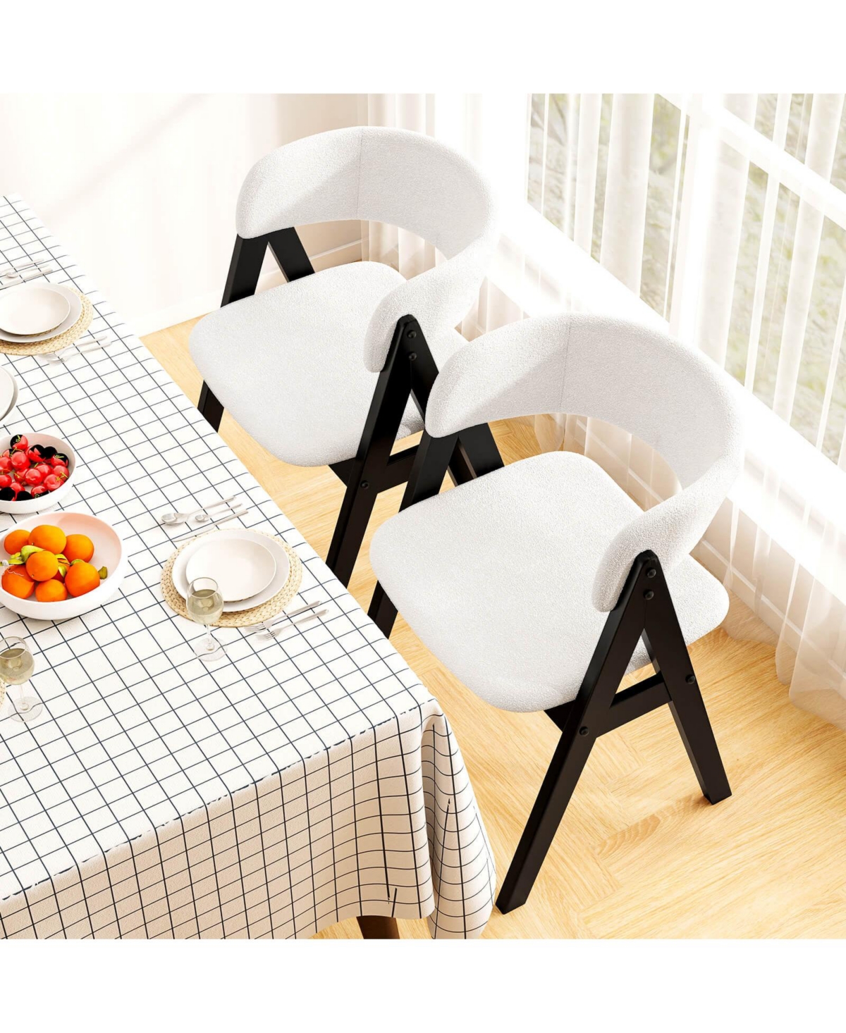 Costway Dining Chairs Mid-Century Upholstered Kitchen Armchairs with Padded Seat