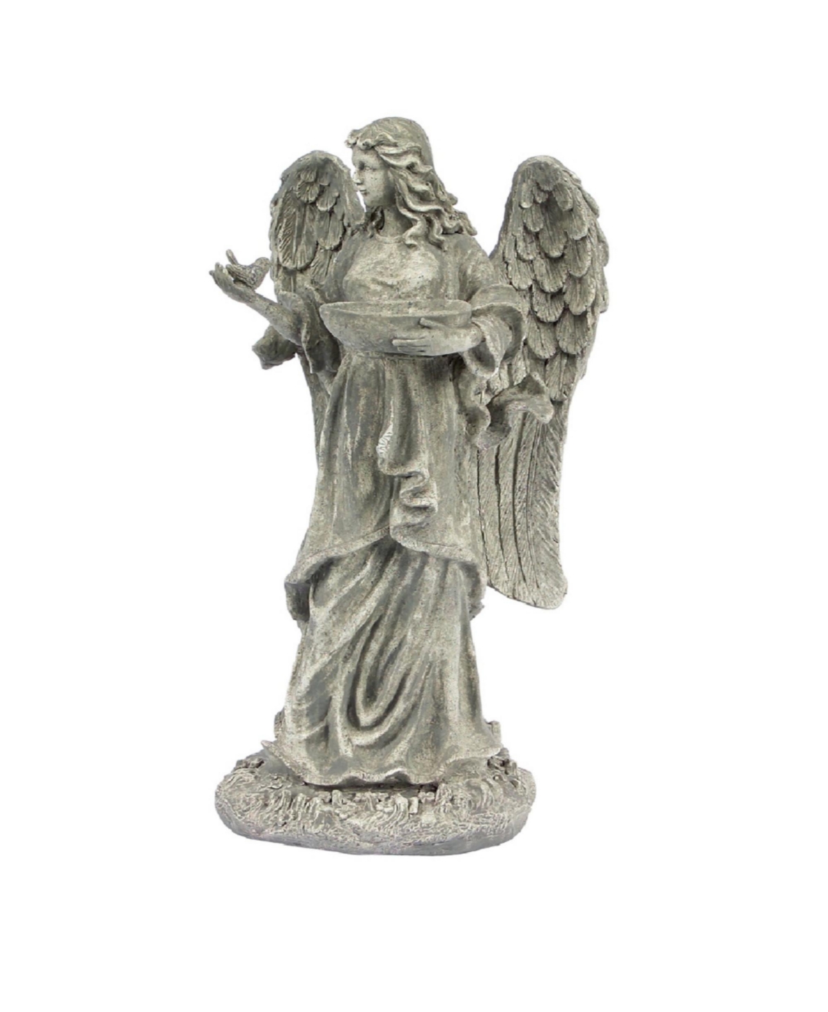 Slickblue Garden Angel Statue With Birdfeeder Or Bath Bowl 23"h