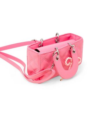 Girls Quilted Rectangle Bow Charm Handbag