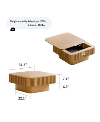 31.5" Solid Wood Veneered Modern Coffee Table with Storage