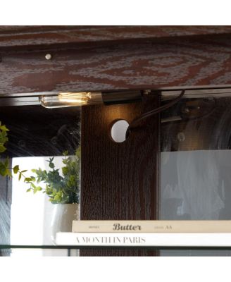 Curio Display Cabinet with Glass Doors and Adjustable Shelves