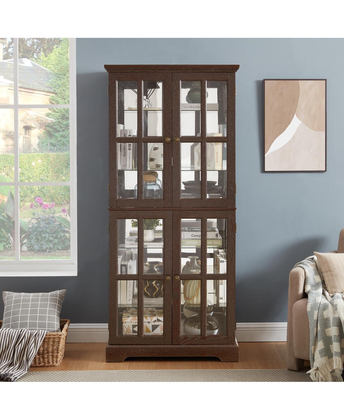 Streamdale Furniture Curio Display Cabinet with Glass Doors and Adjustable Shelves
