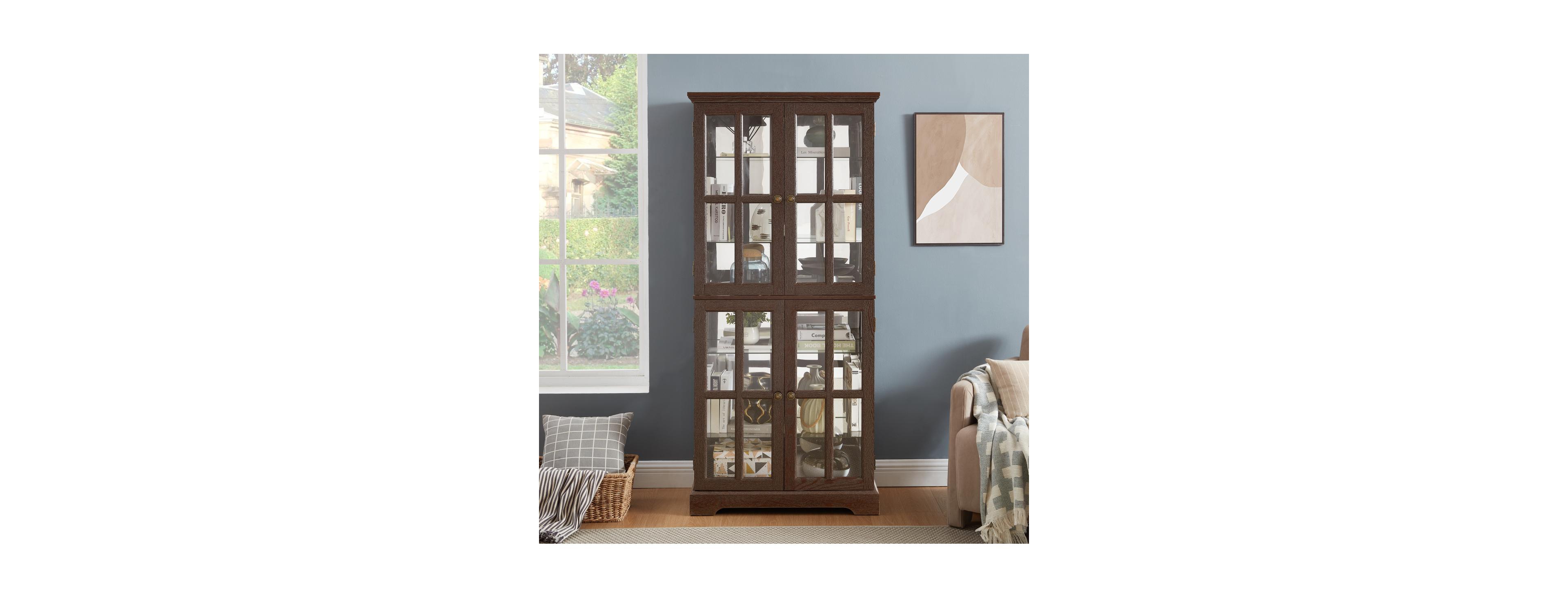 Streamdale Furniture Curio Display Cabinet with Glass Doors and Adjustable Shelves
