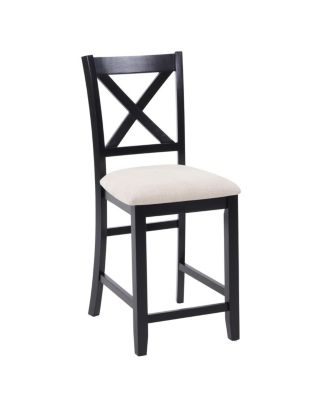 Streamdale Wooden Counter Height Dining Chairs Set of 4 with Padded Seat, Black & Beige