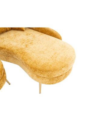 58" Indoor Chenille Chair with Left Armrest & Lumbar Pillow, Footstool Included