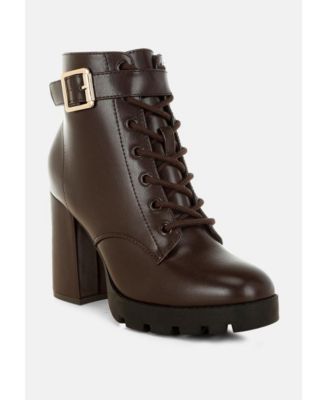 Womens Grahams Faux Leather Lace Up Boots